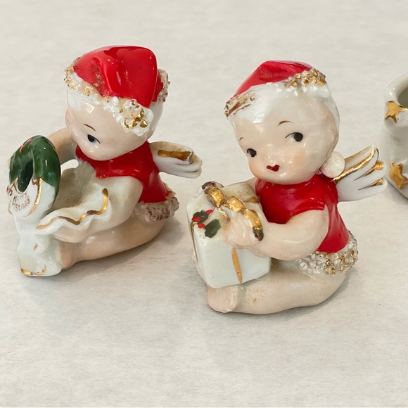 Vintage Spaghetti Santa Planter Figurine & Cherub Baby Angels Christmas - Picture 6 of 15